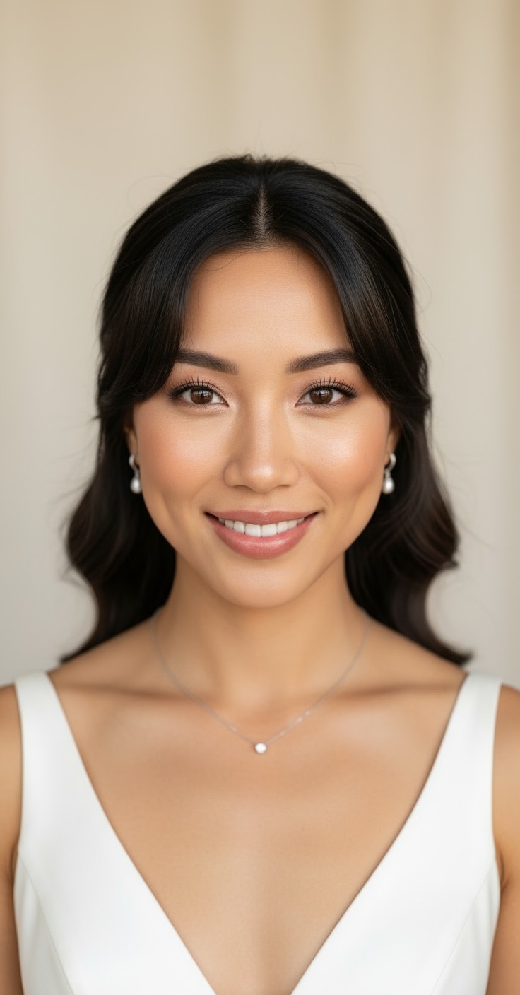 After Wedding Hair With Curtain Bangs